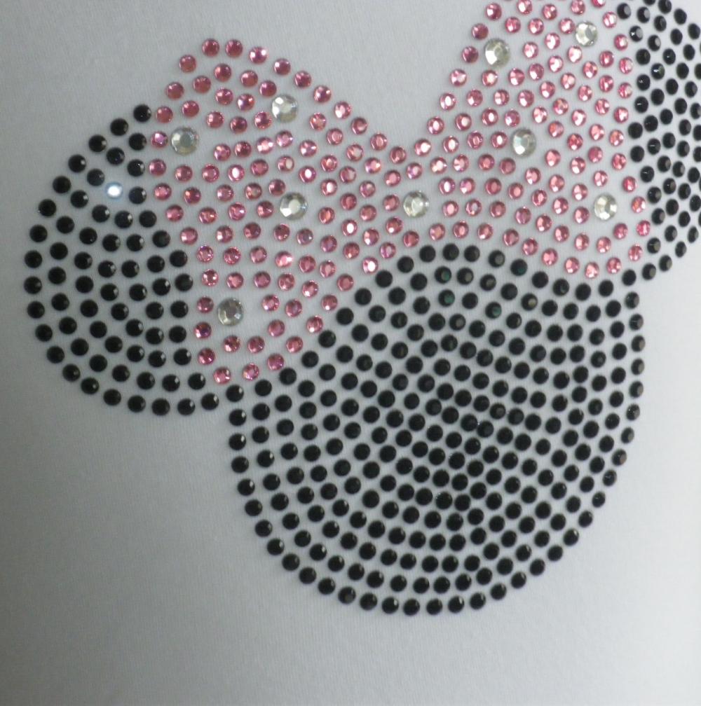 8.5" pink Minnie Mouse iron on rhinestone transfer for Disney costume
