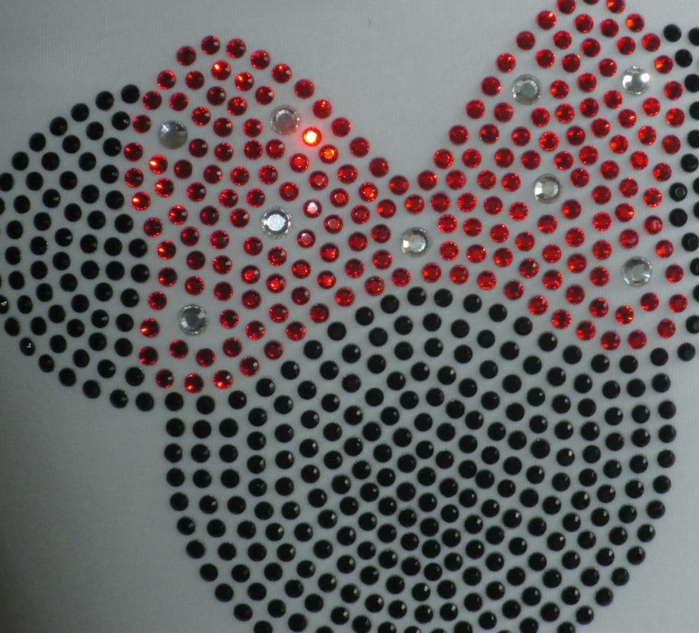 8.5" red Minnie Mouse iron on rhinestone transfer for Disney t-shirt