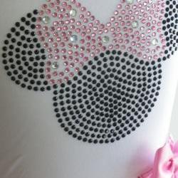 5" PINK Minnie Mouse iron on rhinestone transfer