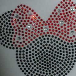 8.5" red Minnie Mouse iron on rhinestone transfer for Disney t-shirt