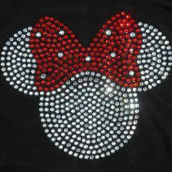 6.5" clear red Minnie Mouse iron on rhinestone transfer for Disney t-shirt