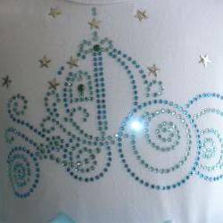 7.5" Cinderella carriage iron on rhinestone transfer for Disney t-shirt costume
